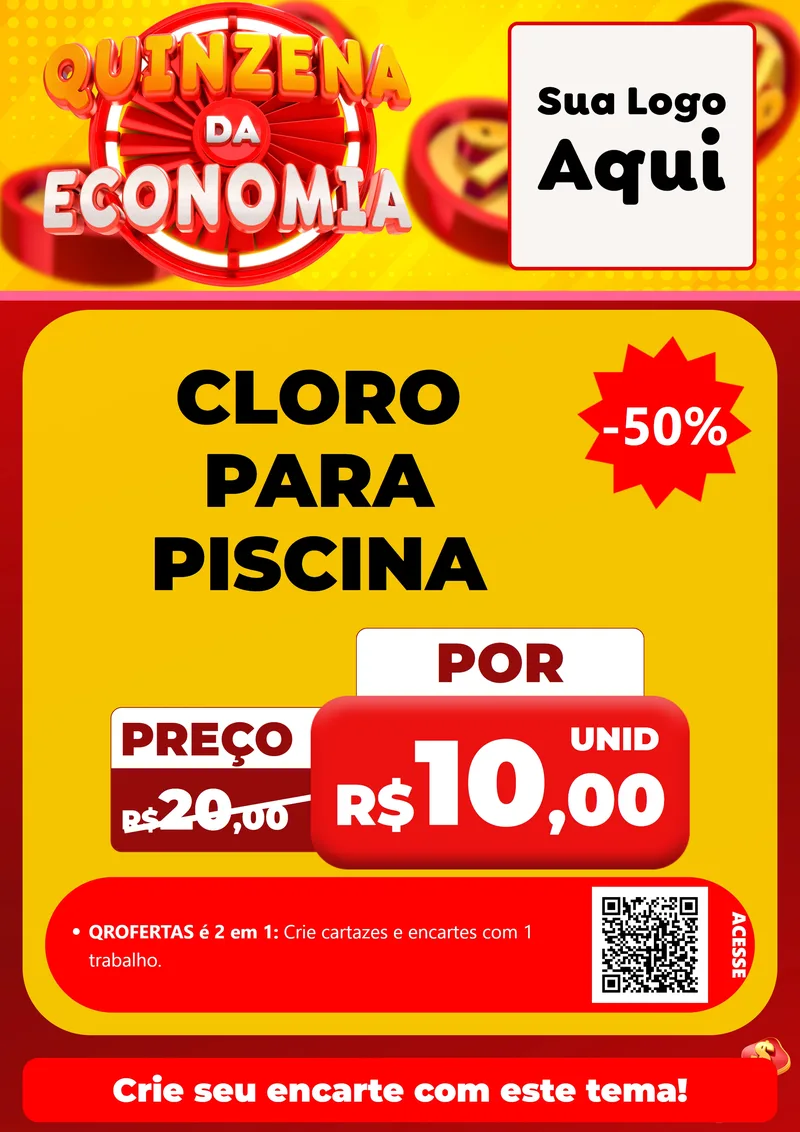 Modelo de Cartaz para Cartaz A4 Vertical com o tema Quinzena Da Economia para Produtos para Piscina