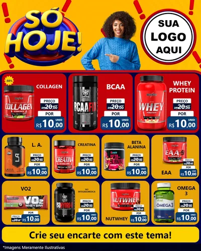 Modelo de Rede Social para Feed Instagram com o tema Só Hoje! para Suplementos alimentares