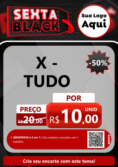 Modelo de Cartaz para Cartaz A4 Vertical com o tema Sexta Black para Hamburgueria