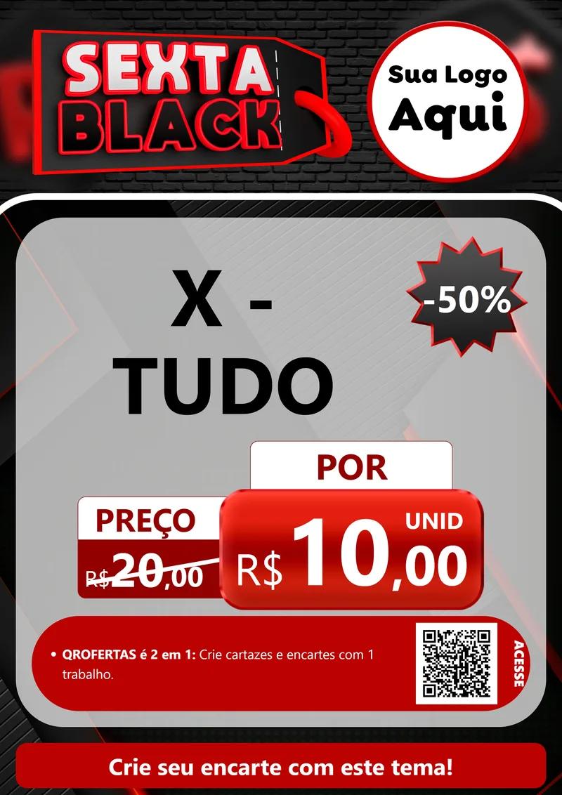 Modelo de Cartaz para Cartaz A4 Vertical com o tema Sexta Black para Hamburgueria