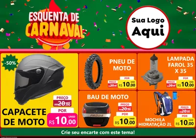Modelo de Encarte para Encarte A4 Horizontal com o tema Esquenta de Carnaval para Moto peças