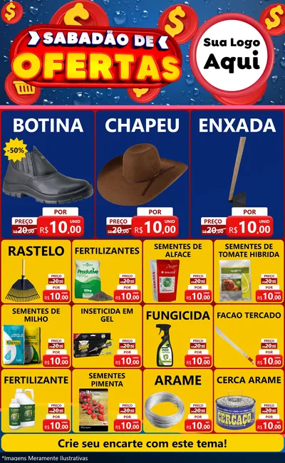 Modelo de Encarte para Encarte Grande com o tema Sabadão de Ofertas para Agropecuária