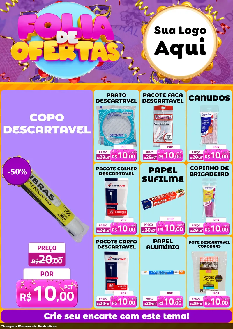 Modelo de Encarte para Encarte A4 Vertical com o tema Folia de Ofertas para Embalagens