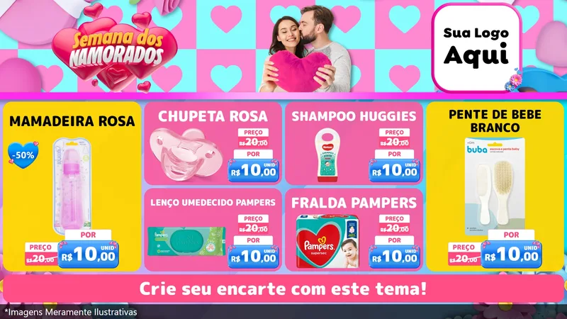 Modelo de TV para TV Horizontal com o tema Semana dos Namorados para Bebês