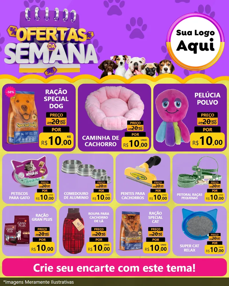 Modelo de Rede Social para Feed Instagram com o tema Ofertas da Semana - Pet para Pet Shop