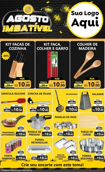 Modelo de Encarte para Encarte Grande com o tema Agosto Imbatível para Utilidades Domésticas