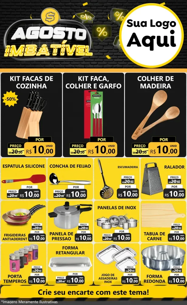 Modelo de Encarte para Encarte Grande com o tema Agosto Imbatível para Utilidades Domésticas