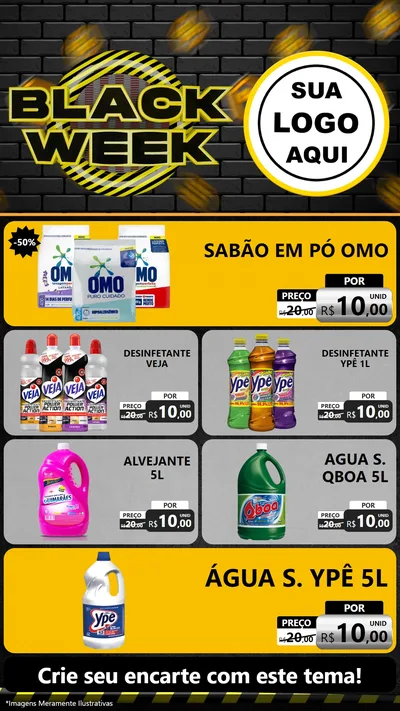 Modelo de TV para TV Vertical com o tema Black Week para Produtos de Limpeza