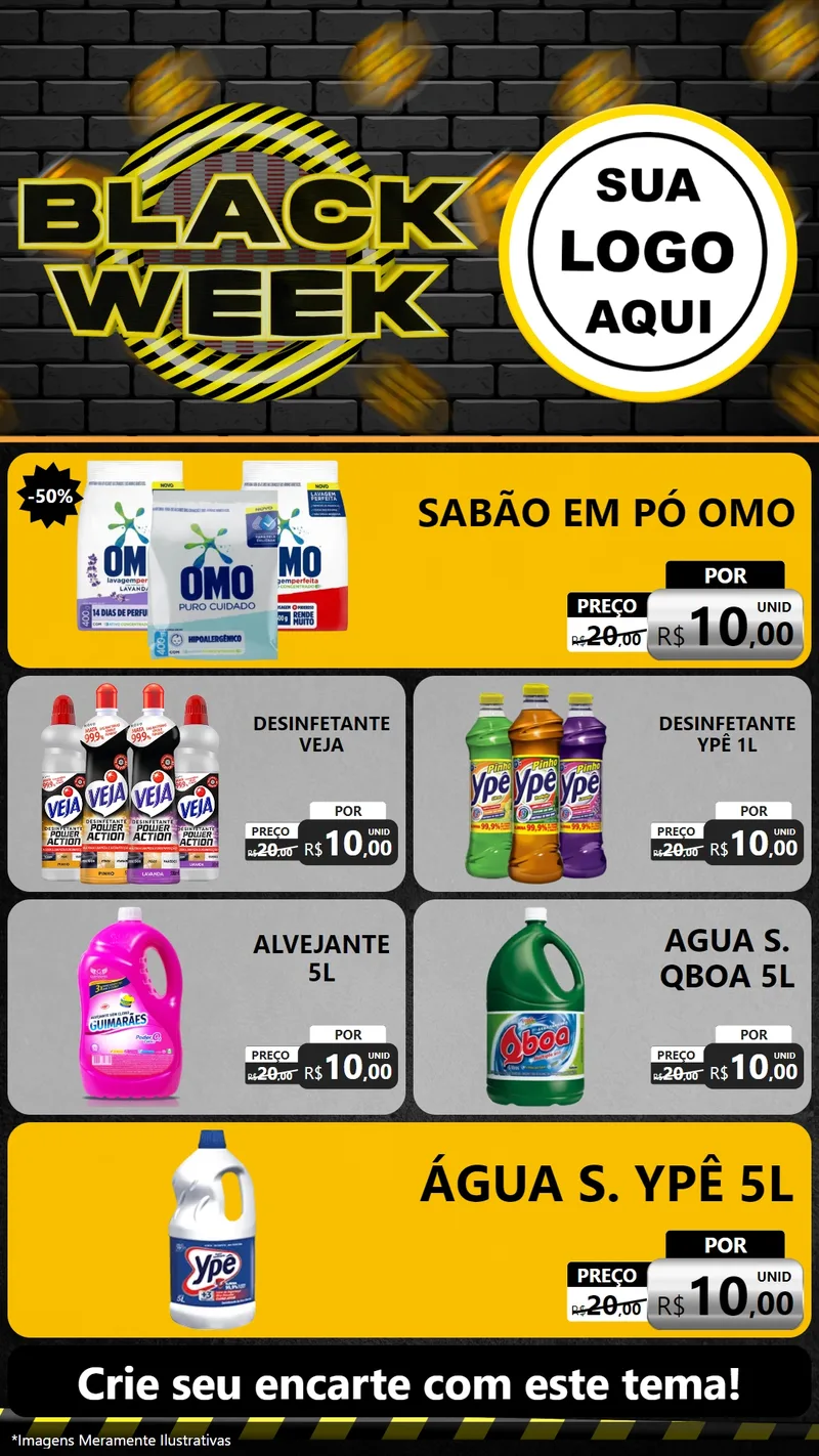 Modelo de TV para TV Vertical com o tema Black Week para Produtos de Limpeza