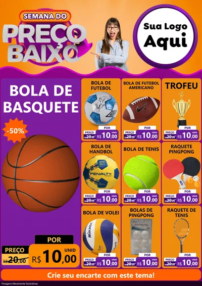 Modelo de Encarte para Encarte A4 Vertical com o tema Semana do Preço Baixo para Artigos Esportivos
