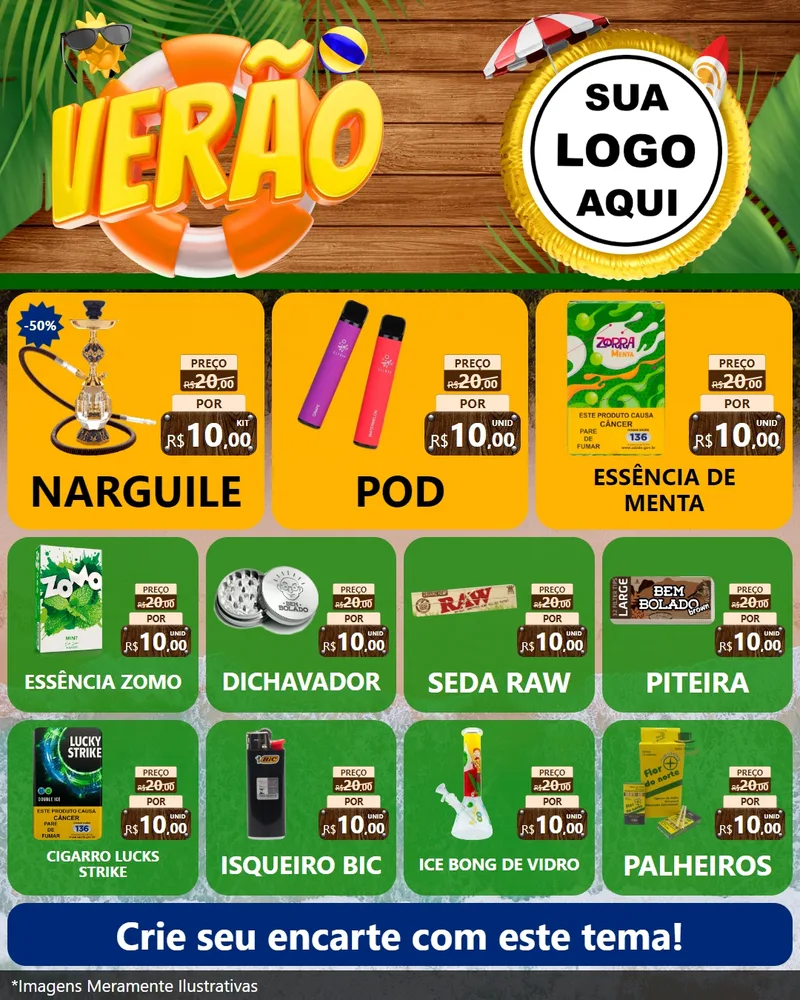 Modelo de Rede Social para Feed Instagram com o tema Verão para Tabacaria