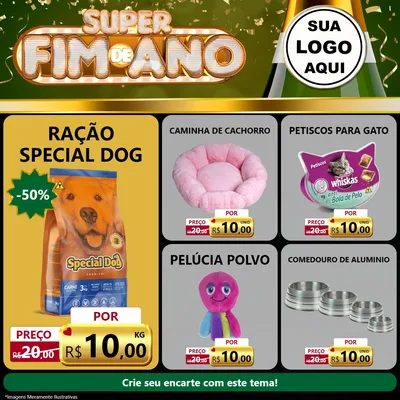 Modelo de Rede Social para Feed Facebook com o tema Super Fim de Ano para Pet Shop