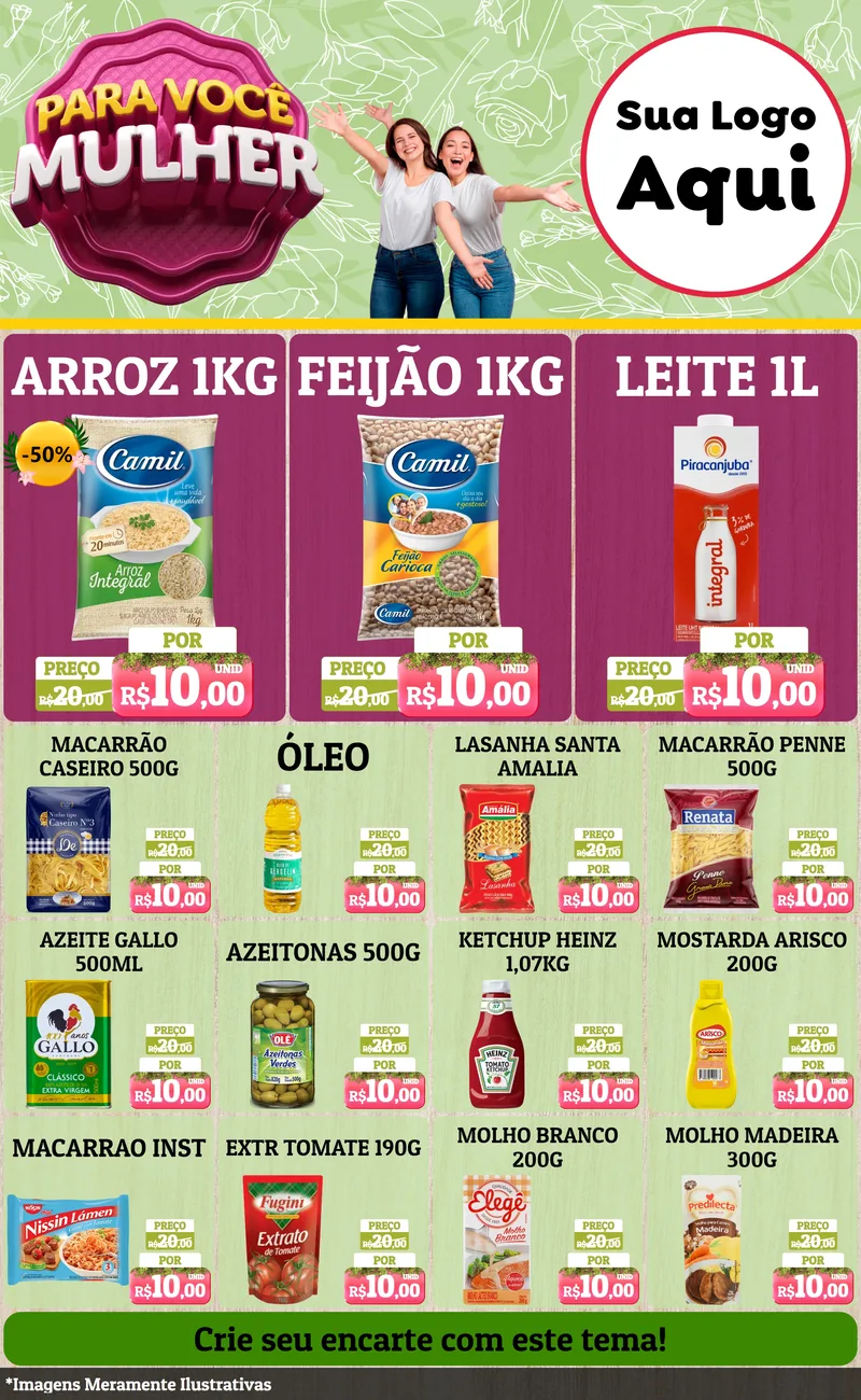 Modelo de Encarte para Encarte Grande com o tema Para Você Mulher para Supermercado