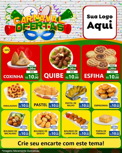 Modelo de Rede Social para Feed Instagram com o tema Carnaval de Ofertas para Salgadaria