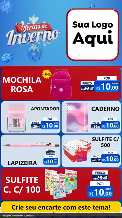 Modelo de TV para TV Vertical com o tema Ofertas de Inverno para Papelaria
