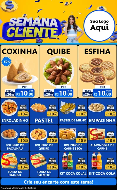 Modelo de Encarte para Encarte Grande com o tema Semana do Cliente para Salgadaria