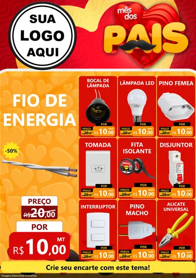 Modelo de Encarte para Encarte A4 Vertical com o tema Mês Dos Pais para Materiais Elétricos