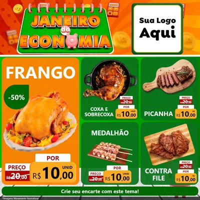 Modelo de Rede Social para Feed Facebook com o tema Janeiro da Economia para Assados