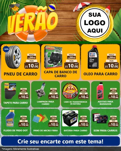 Modelo de Rede Social para Feed Instagram com o tema Verão para Auto peças