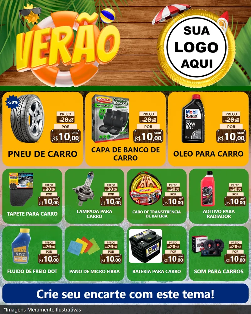 Modelo de Rede Social para Feed Instagram com o tema Verão para Auto peças