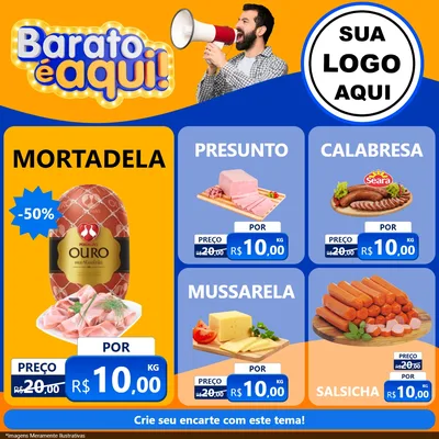 Modelo de Rede Social para Feed Facebook com o tema Barato é aqui para Frios e Laticínios
