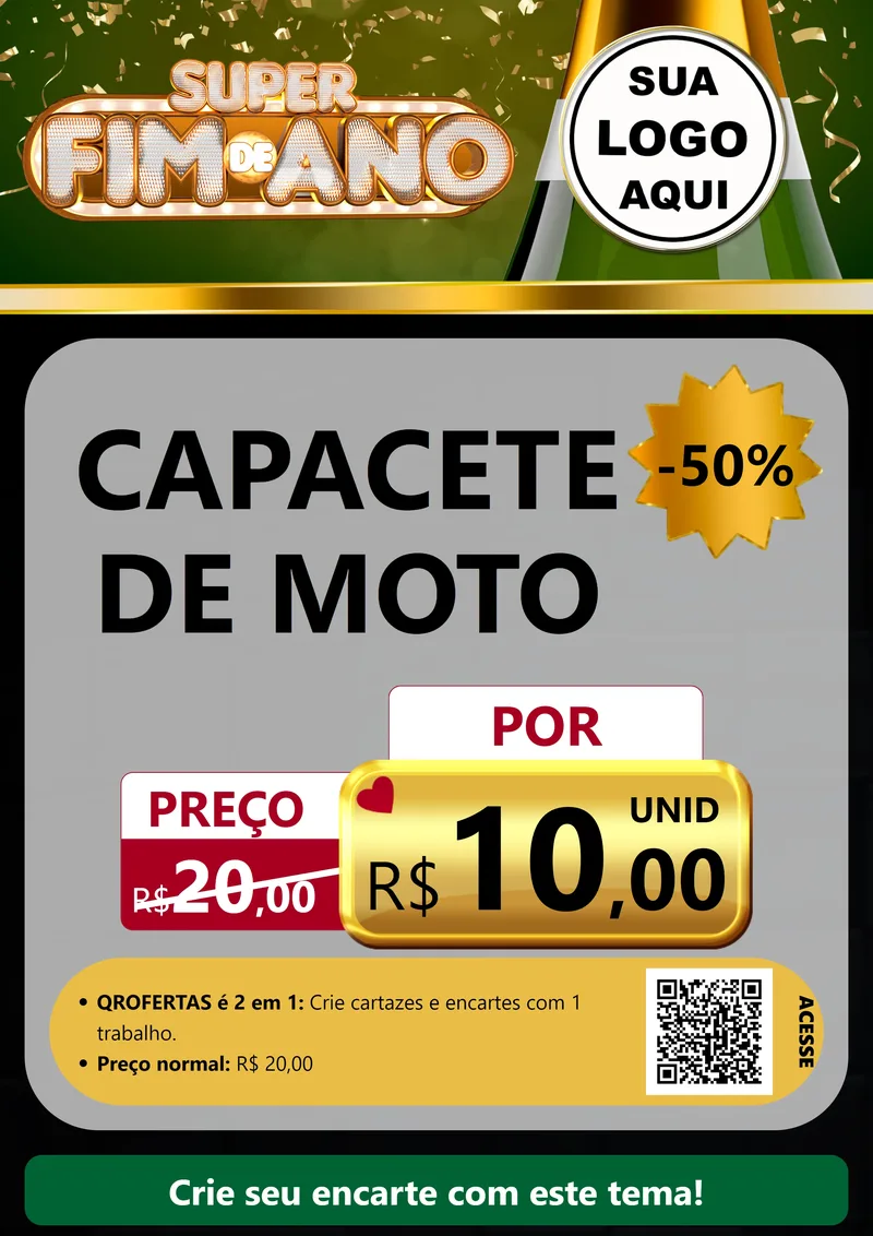 Modelo de Cartaz para Cartaz A4 Vertical com o tema Super Fim de Ano para Moto peças