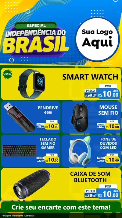 Modelo de TV para TV Vertical com o tema Especial Independência do Brasil para Informática