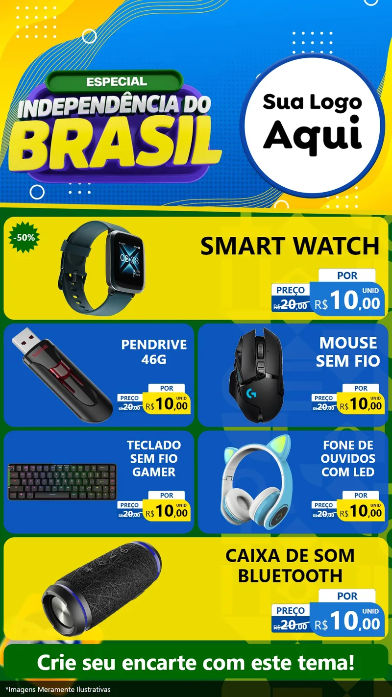 Modelo de TV para TV Vertical com o tema Especial Independência do Brasil para Informática