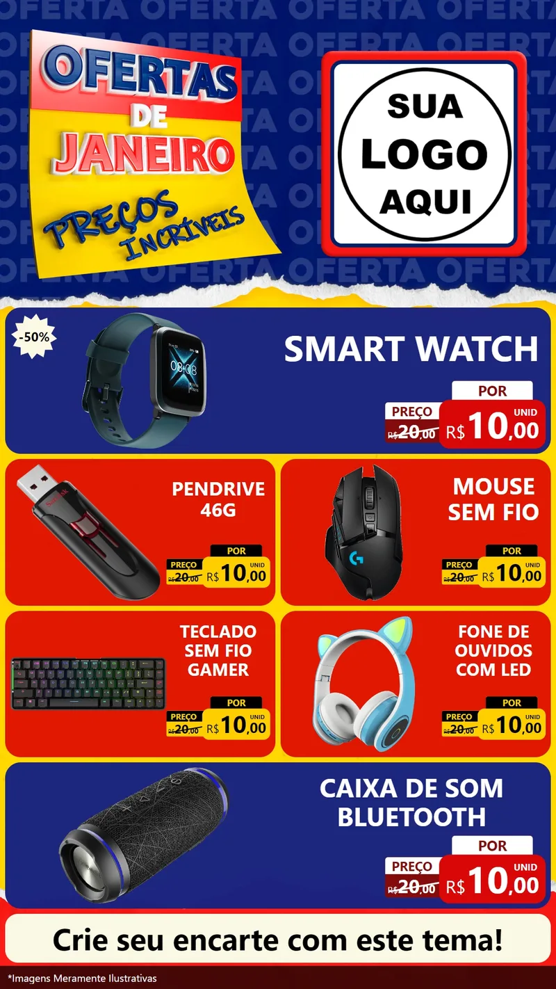 Modelo de TV para TV Vertical com o tema Ofertas de Janeiro - Preços Incríveis para Informática