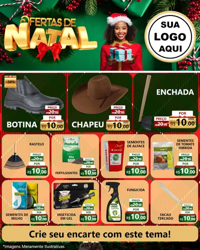 Modelo de Rede Social para Feed Instagram com o tema Ofertas de Natal para Agropecuária
