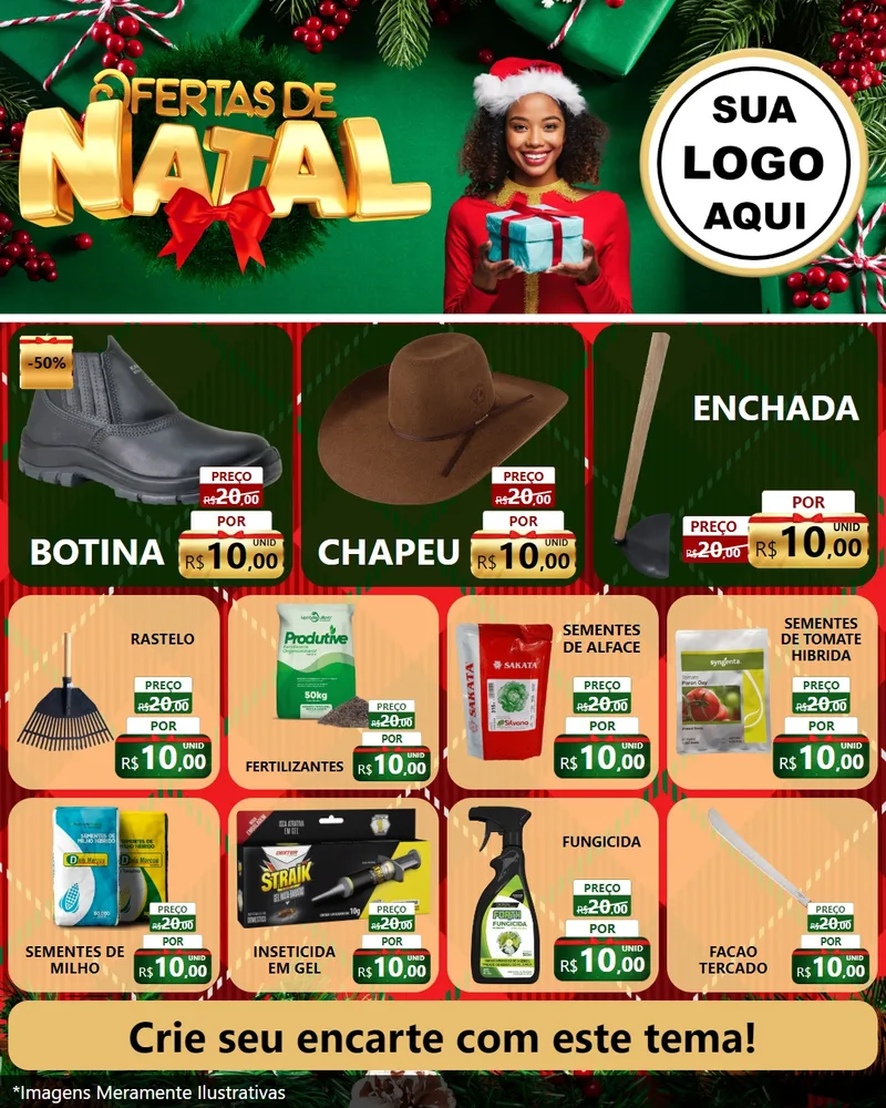 Modelo de Rede Social para Feed Instagram com o tema Ofertas de Natal para Agropecuária