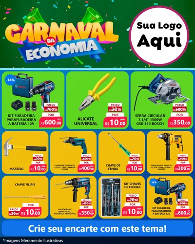 Modelo de Rede Social para Feed Instagram com o tema Carnaval da Economia para Maquinas e Ferramentas