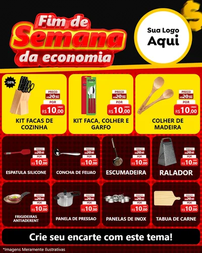 Modelo de Rede Social para Feed Instagram com o tema Fim de Semana da Economia para Utilidades Domésticas