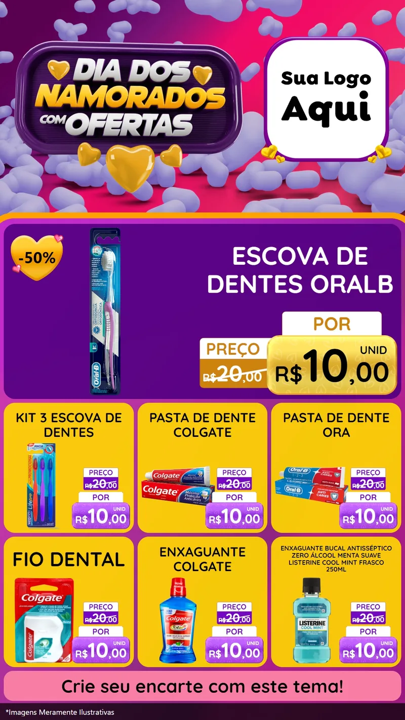 Modelo de Rede Social para Stories com o tema Dia Dos Namorados Com Ofertas para Higiene Pessoal
