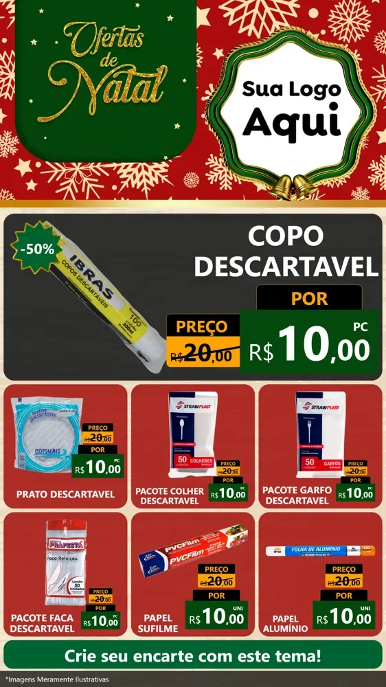 Modelo de Rede Social para Stories com o tema Natal de Ofertas para Embalagens