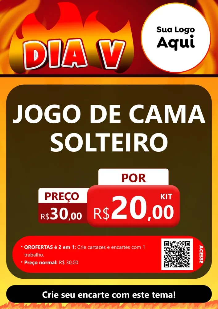 Modelo de Cartaz para Cartaz A4 Vertical com o tema Dia V para Cama, Mesa e Banho
