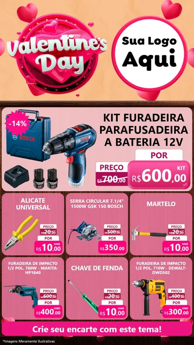 Modelo de Rede Social para Stories com o tema Valentine's Day para Maquinas e Ferramentas
