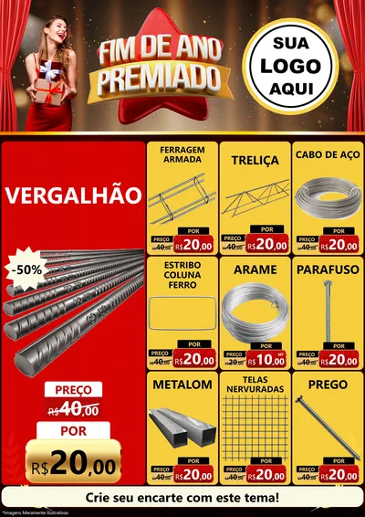 Modelo de Encarte para Encarte A4 Vertical com o tema Fim de Ano Premiado para Ferragens