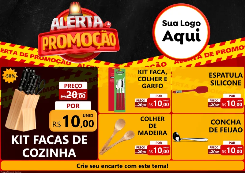 Modelo de Encarte para Encarte A4 Horizontal com o tema Alerta de Promoção para Utilidades Domésticas