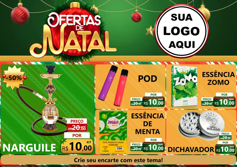 Modelo de Encarte para Encarte A4 Horizontal com o tema Ofertas de Natal para Tabacaria