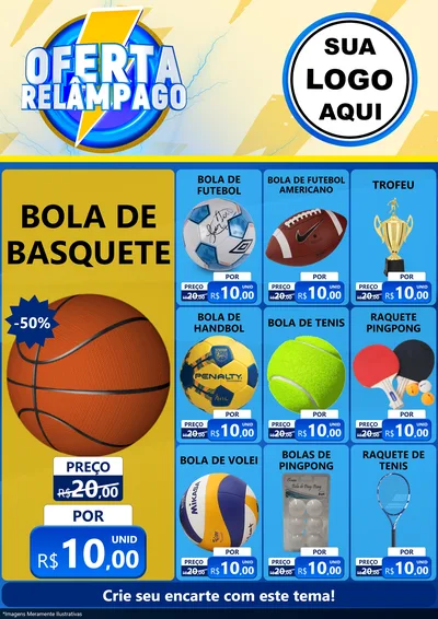 Modelo de Encarte para Encarte A4 Vertical com o tema Oferta Relâmpago para Artigos Esportivos