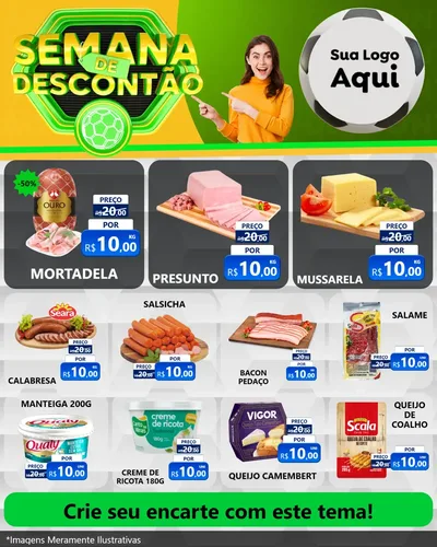 Modelo de Rede Social para Feed Instagram com o tema Semana de Descontão - Copa para Frios e Laticínios