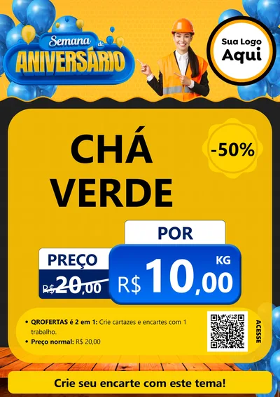 Modelo de Cartaz para Cartaz A4 Vertical com o tema Semana de Aniversário para Produtos Naturais
