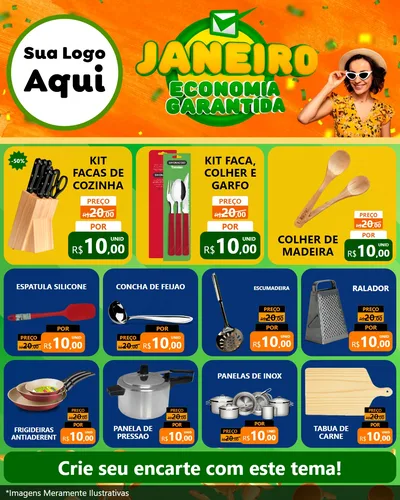 Modelo de Rede Social para Feed Instagram com o tema Janeiro - Economia Garantida para Utilidades Domésticas