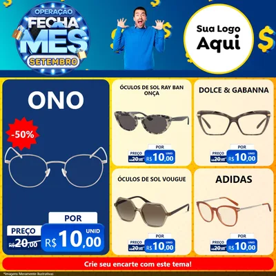 Modelo de Rede Social para Feed Facebook com o tema Operação Fecha Mês Setembro para Óticas