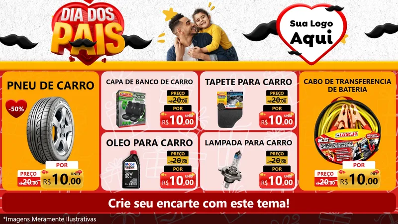 Modelo de TV para TV Horizontal com o tema Dia dos Pais para Auto peças