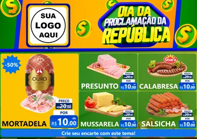 Modelo de Encarte para Encarte A4 Horizontal com o tema Dia Da Proclamação da República para Frios e Laticínios
