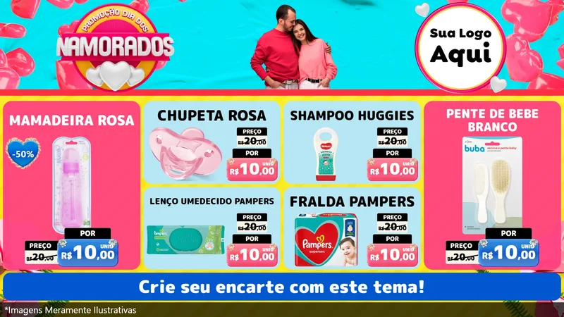 Modelo de TV para TV Horizontal com o tema Promoção Dia dos Namorados para Bebês