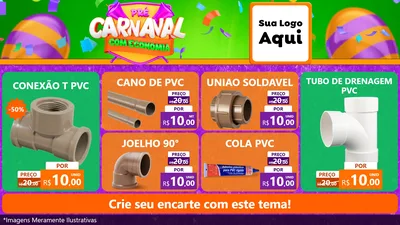 Modelo de TV para TV Horizontal com o tema Pré-Carnaval Com Economia para Tubos e conexões