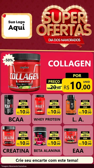 Modelo de Rede Social para Stories com o tema Dia dos Namorados para Suplementos alimentares